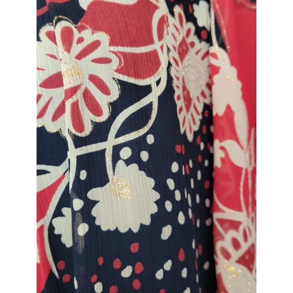 Le Bos Blouse 16W Red Layered Embellished Glitter Sparkle Slimming - Picture 11 of 11